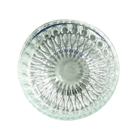 Vtg Glass Serving Bowl With Geometric Pattern Design and Cathedral Window Cut - Picture 9 of 11